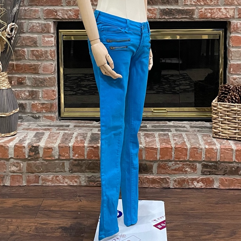 Romeo & Juliet Couture bright blue denim moto jeans / 24 / Excellent condition - Picture 6 of 16